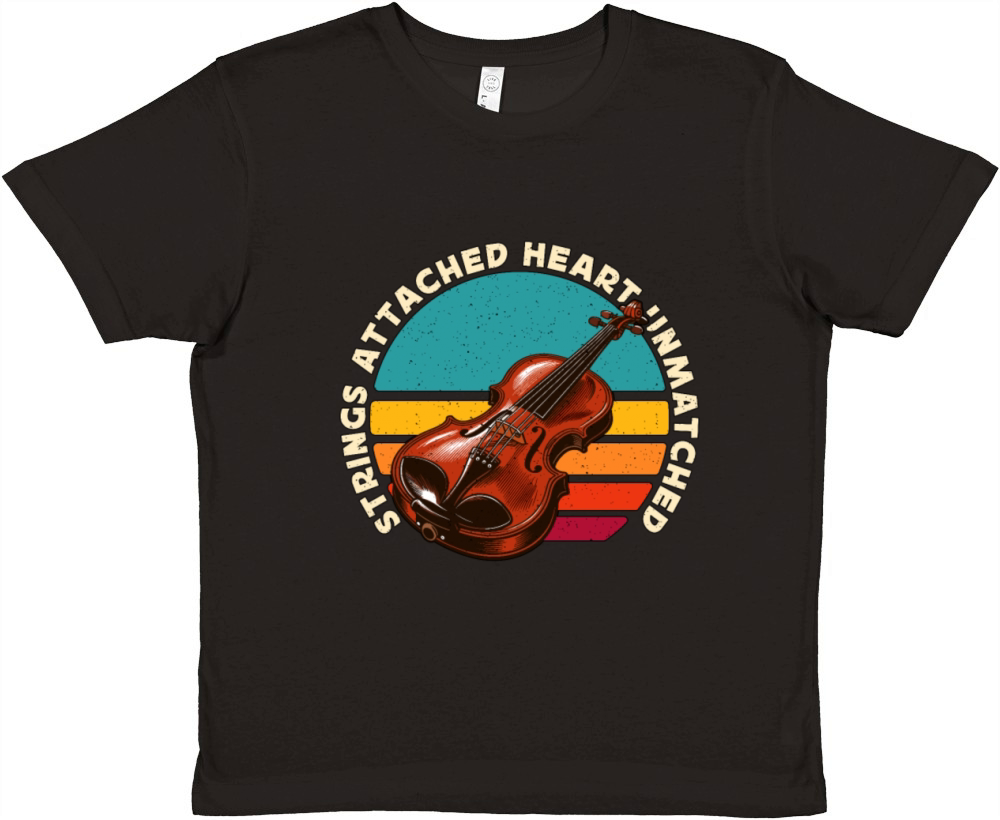 Fiddle Strings Attached Heart Musical Instrument Premium Kids Crewneck T-shirt