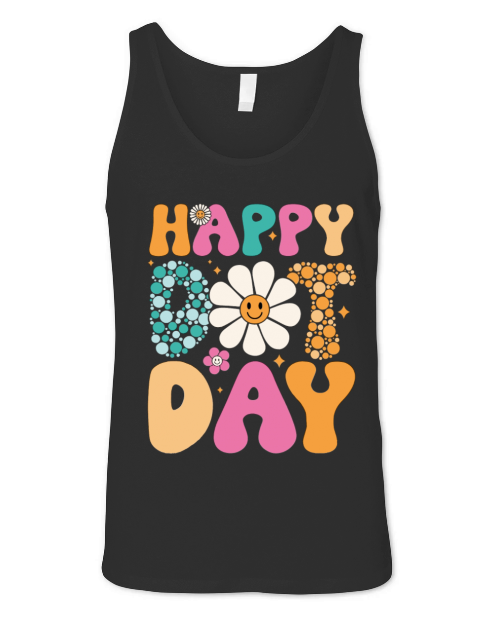 Happy Dot Day Hippie Flowers Smile Face Groovy Unisex Jersey Tank