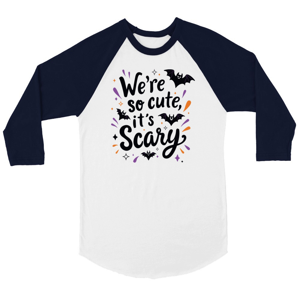 Cutely Spooky - Halloween For Couples Unisex ¾ sleeve Raglan T-shirt