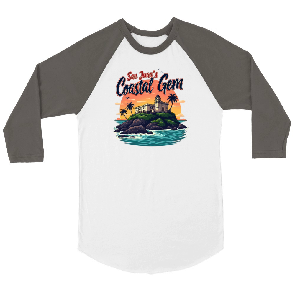 San Juan El Morro Puerto Rico Sunset Unisex ¾ sleeve Raglan T-shirt
