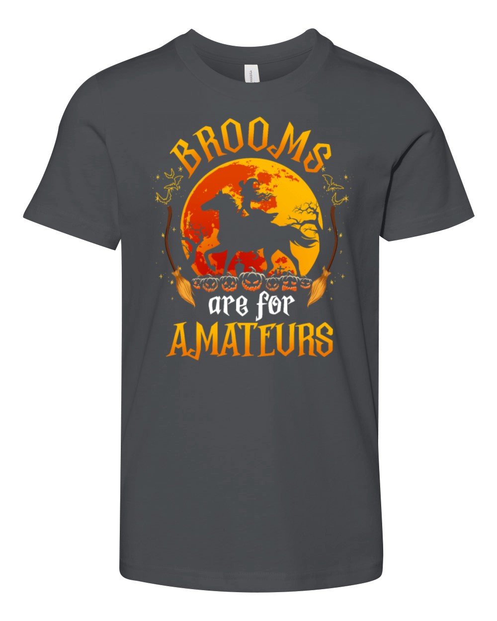 Brooms Are For Amateurs Halloween Horse Riding Youth Unisex Jersey Tee