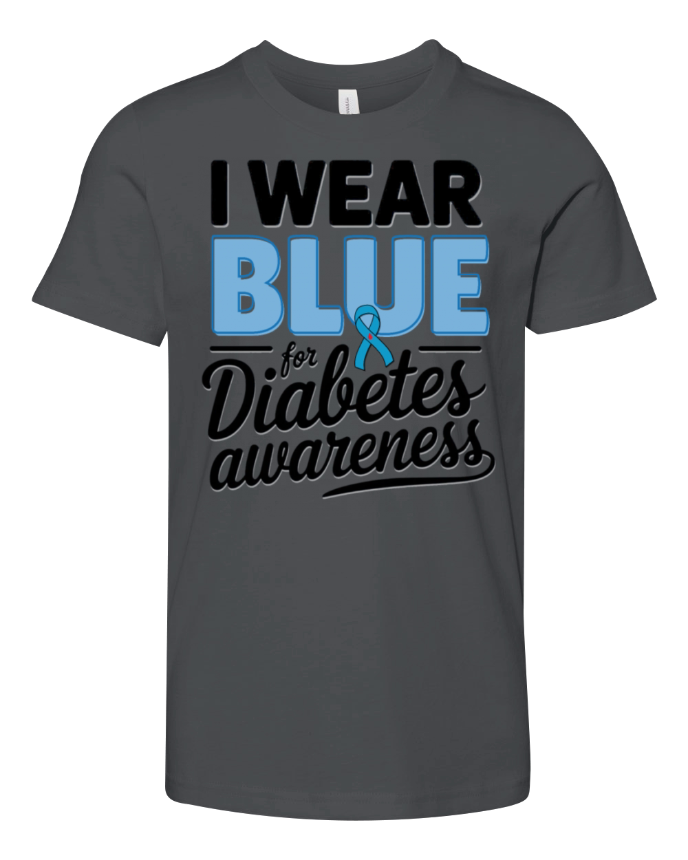 Support Diabetes Awareness I Wear Blue Design Youth Unisex Jersey Tee