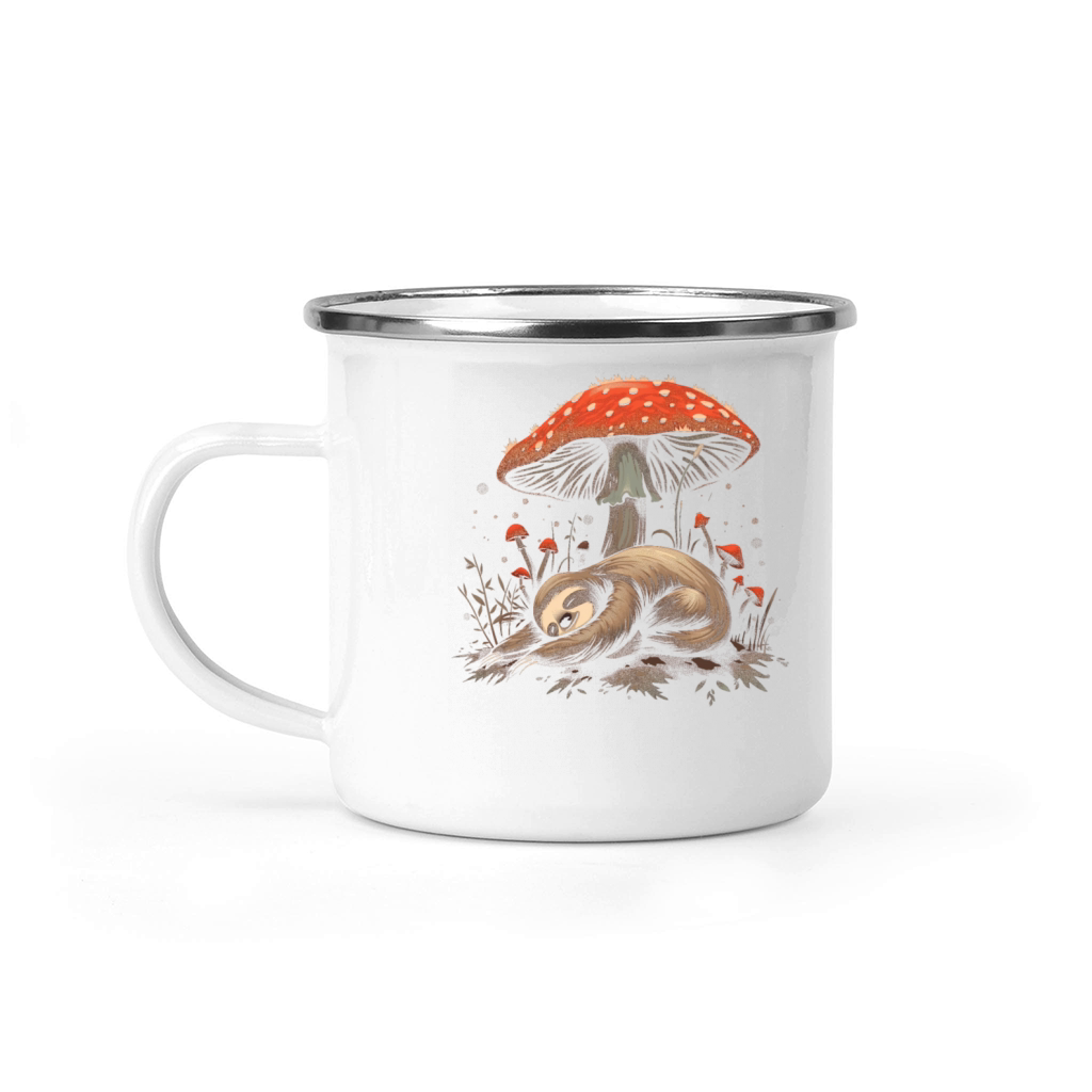 Cottagecore Aesthetic Sleeping Sloth Mushroom Vint Camping Mug