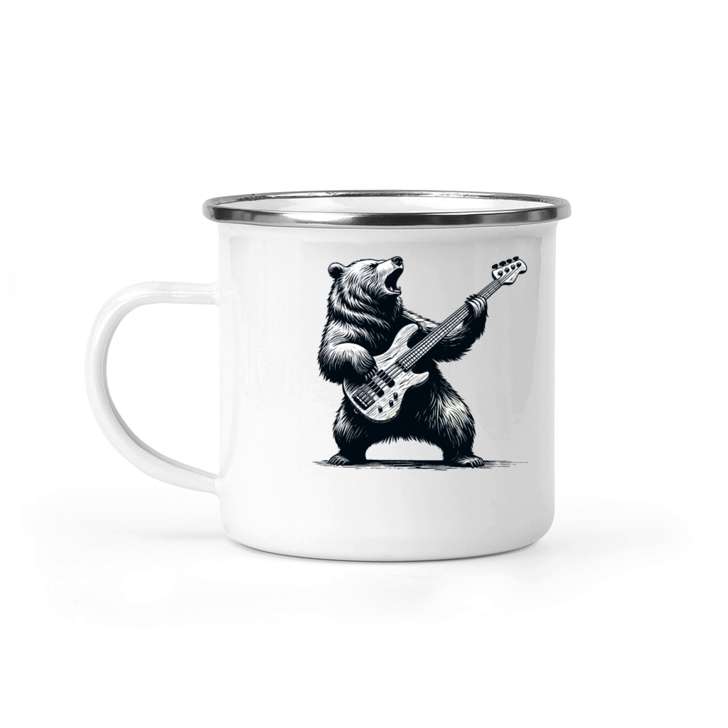 Rocking Bear Bass Guitar Player Concert Festival Camping Mug