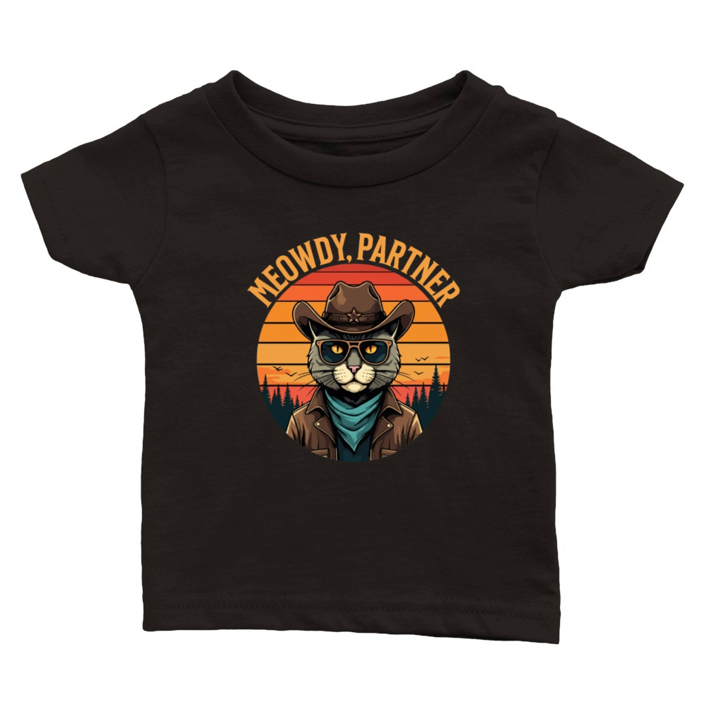 Meowdy Partner Cowboy Cat Classic Baby Crewneck T-shirt