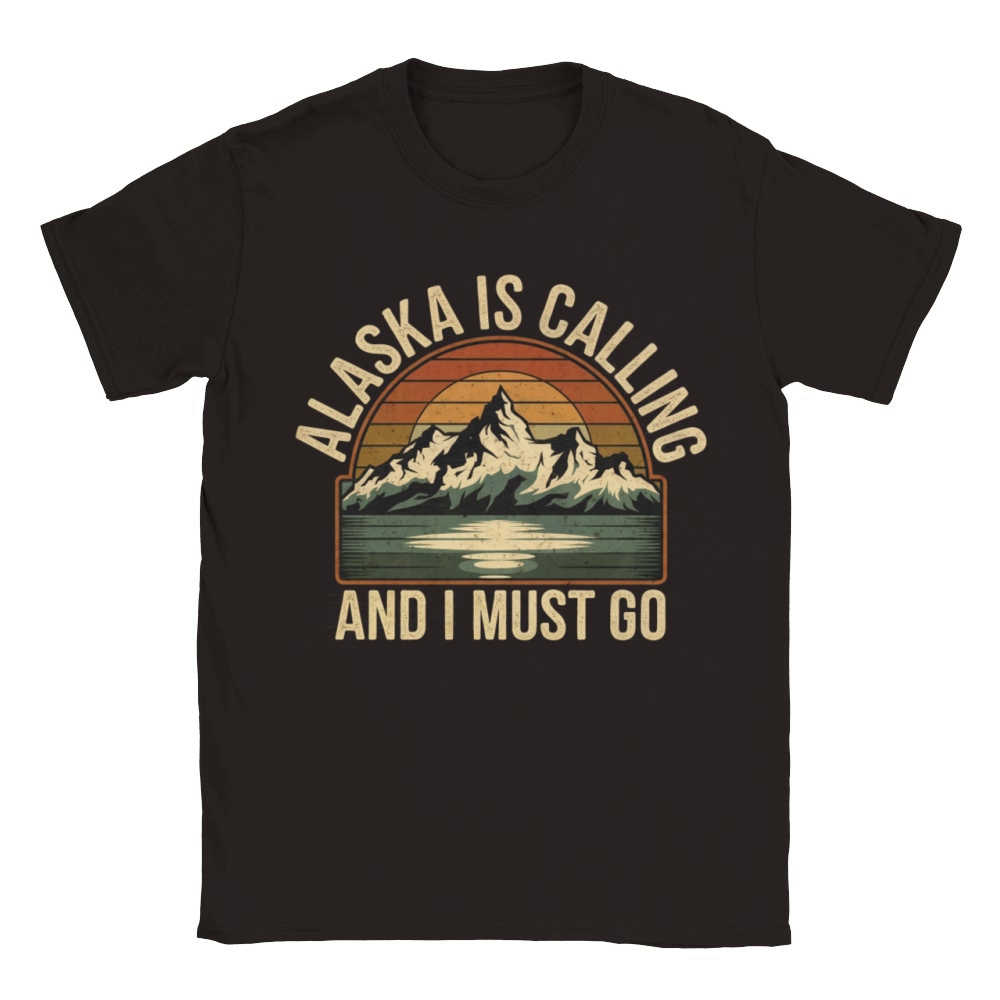 Alaska Is Calling Vintage Mountains Vacation Classic Kids Crewneck T-shirt