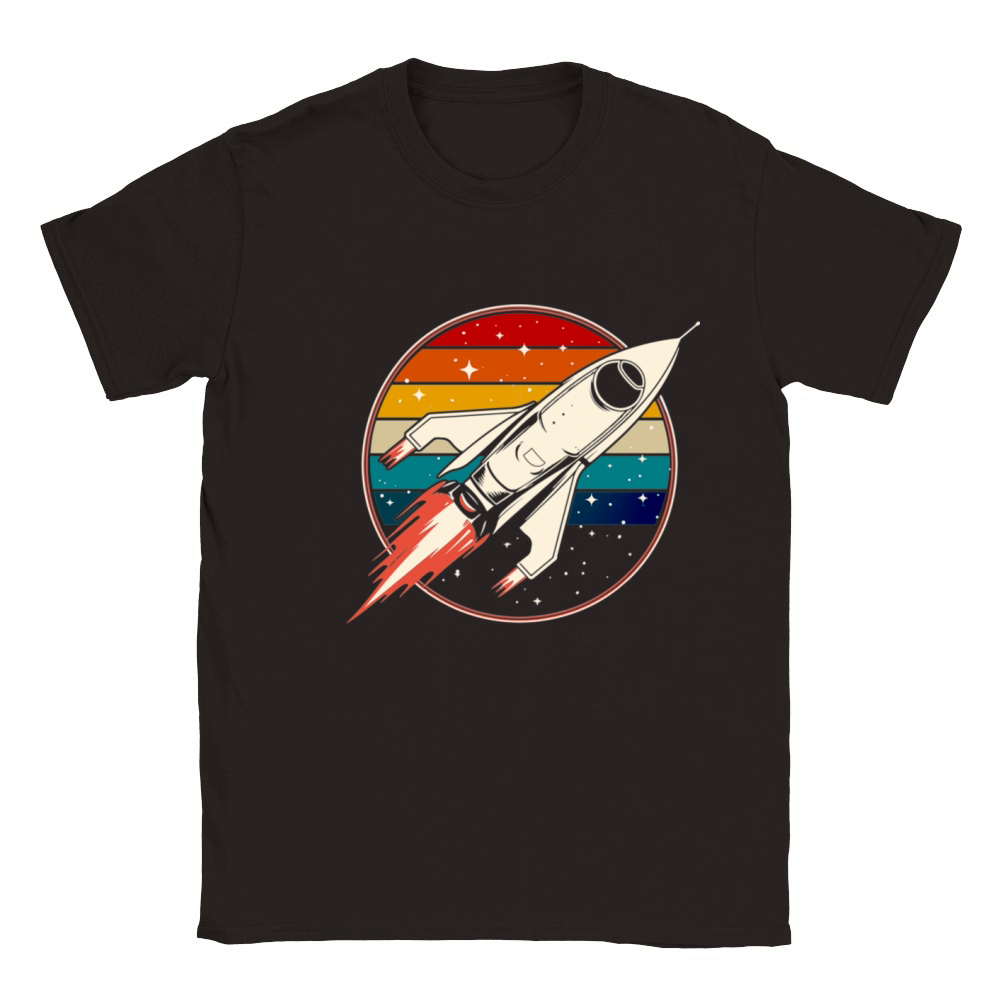 Retro Rocket Space Ship Vintage Classic Kids Crewneck T-shirt