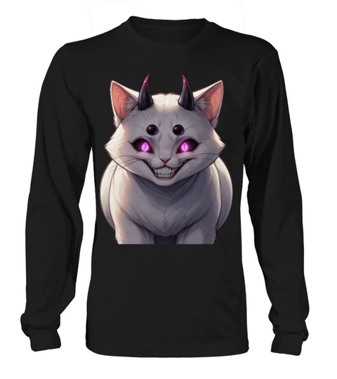 Evil Little Demon Cat Funny Design Long sleeved Unisex