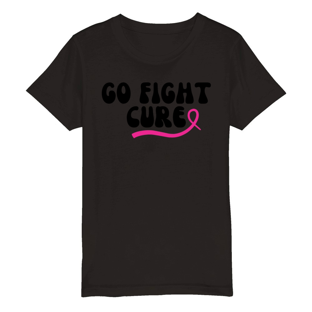Go Fight Cure Breast Cancer Support Organic Kids Crewneck T-shirt