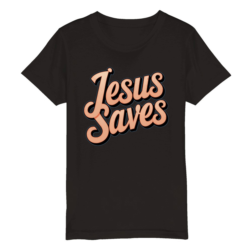 Jesus Saves Organic Kids Crewneck T-shirt