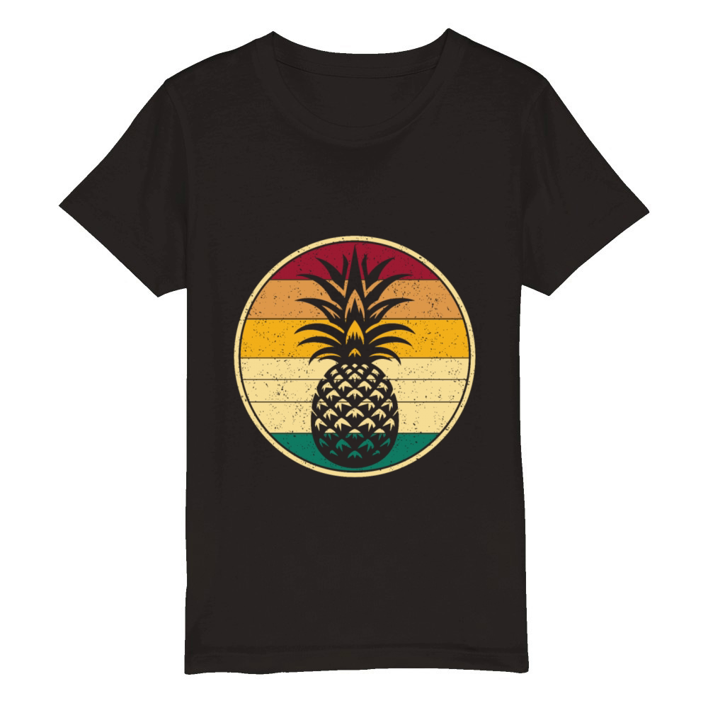 Pineapple Shirt Fruit Retro Style Vintage Gift Organic Kids Crewneck T-shirt