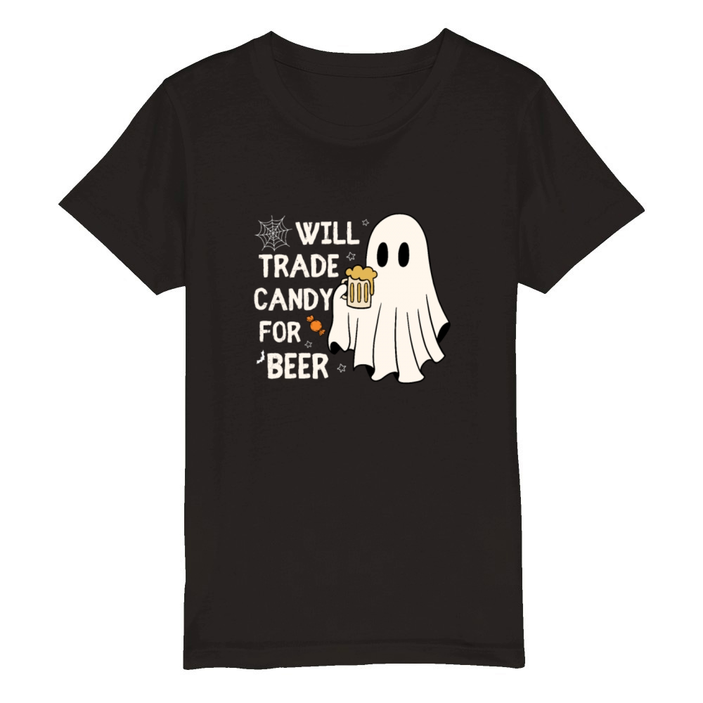 Will Trade Candy For Beer Halloween Costume Organic Kids Crewneck T-shirt