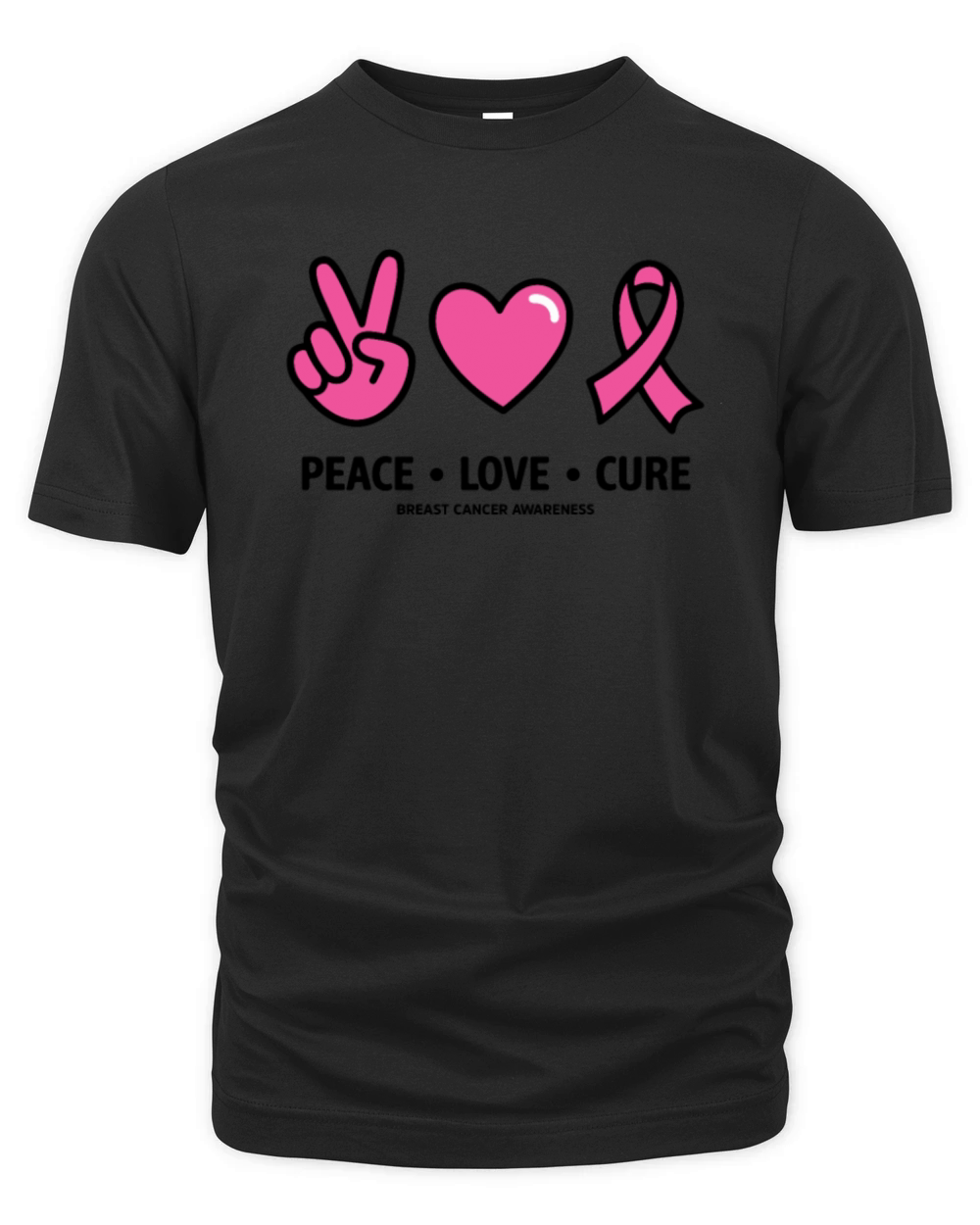 Peace Love Cure Pink Ribbon Family Breast Cancer Organic Unisex T-shirt