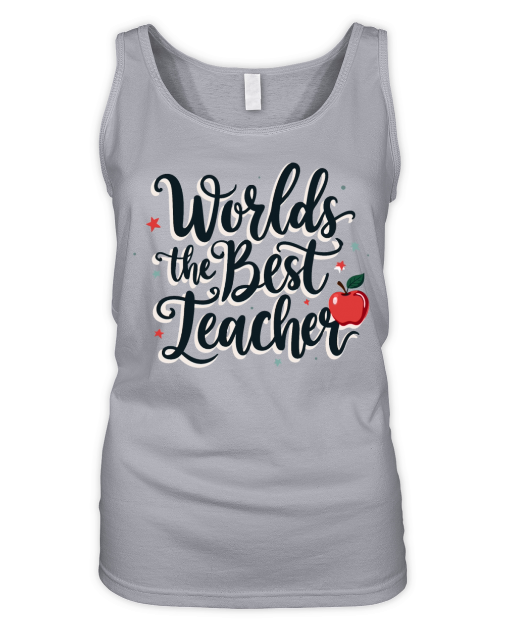 Worlds Best Teacher Hand-Lettered with Stars Organic Women's Tank Top