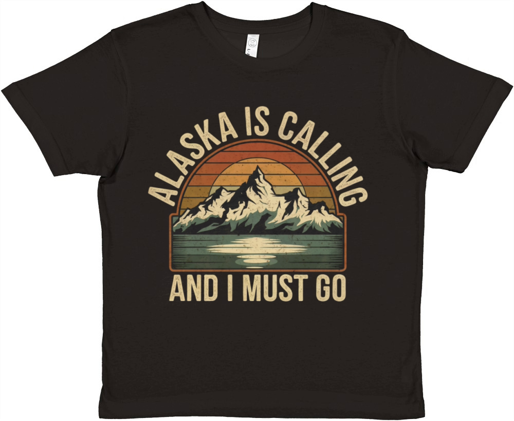 Alaska Is Calling Vintage Mountains Vacation Premium Kids Crewneck T-shirt