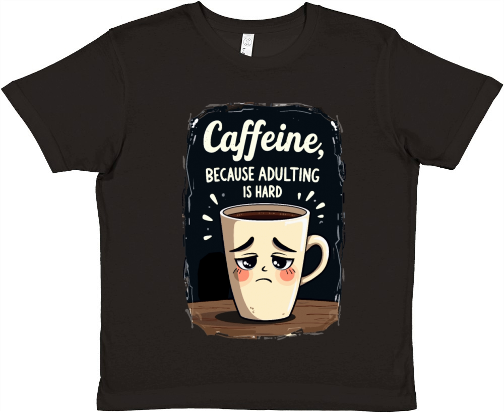 Caffeine Because Adulting Is Hard - Coffee Humor Premium Kids Crewneck T-shirt