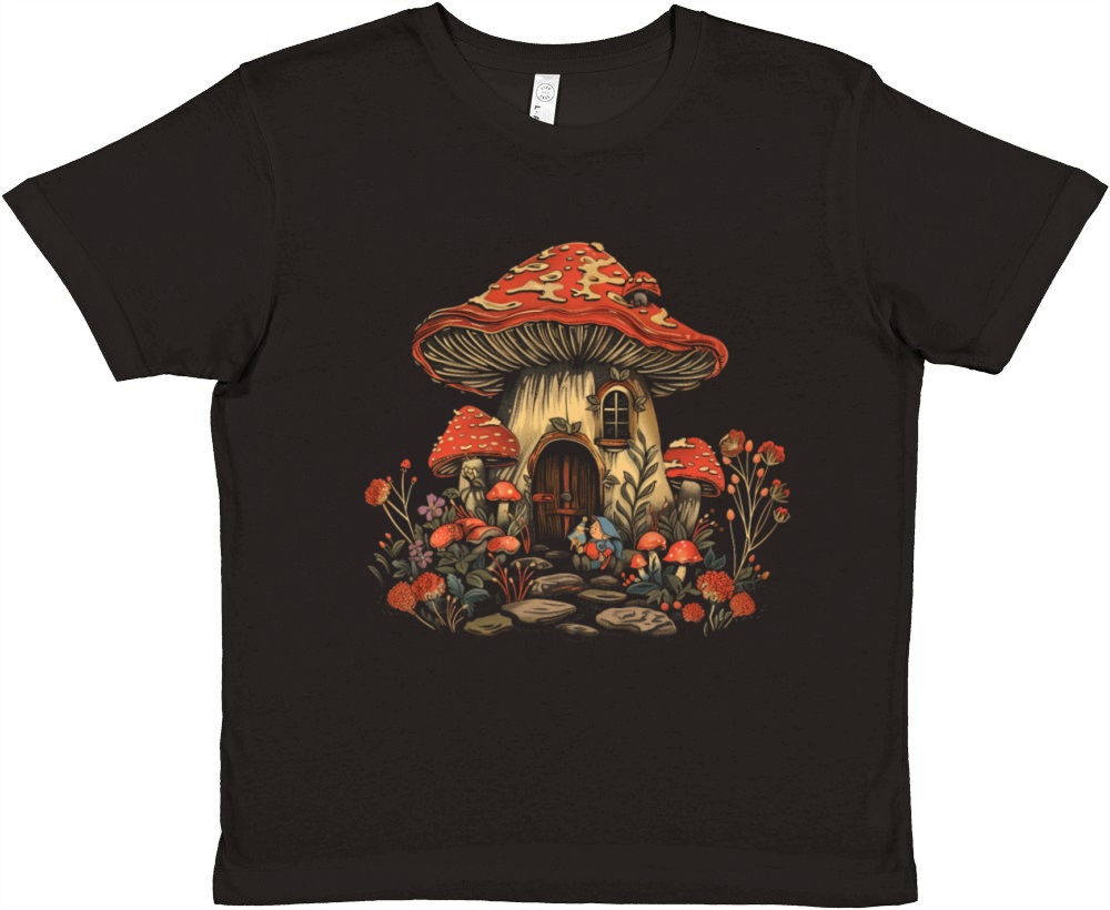 Cottagecore Aesthetic Mushroom House Elf Vintage G Premium Kids Crewneck T-shirt