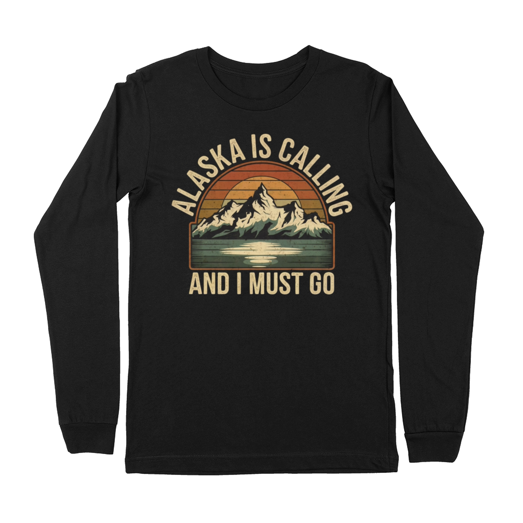 Alaska Is Calling Vintage Mountains Vacation Premium Long Sleeve