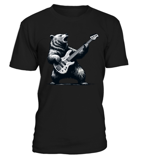 Rocking Bear Bass Guitar Player Concert Festival T-Shirt Unisex