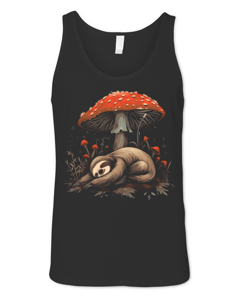 Cottagecore Aesthetic Sleeping Sloth Mushroom Vint Unisex Jersey Tank