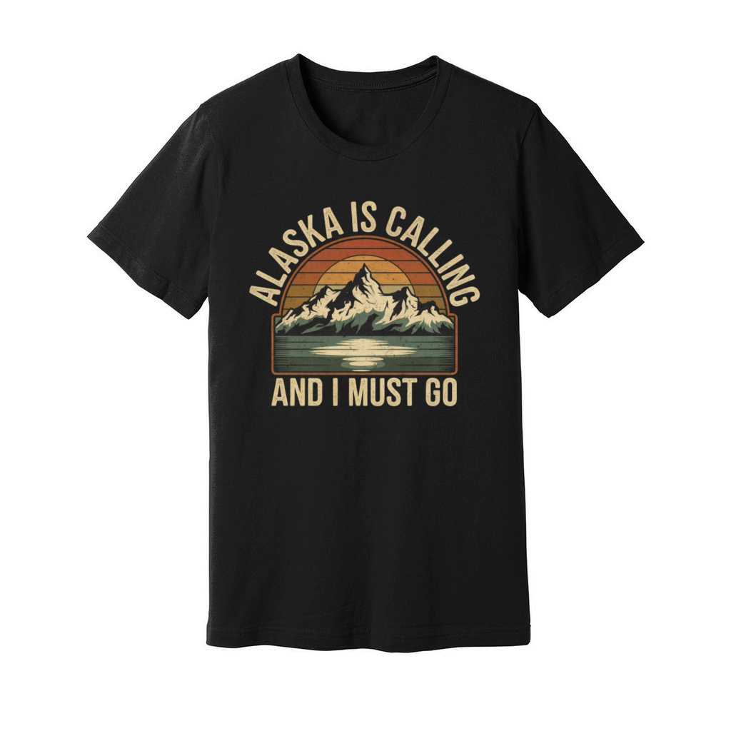 Alaska Is Calling Vintage Mountains Vacation Unisex Jersey Tee