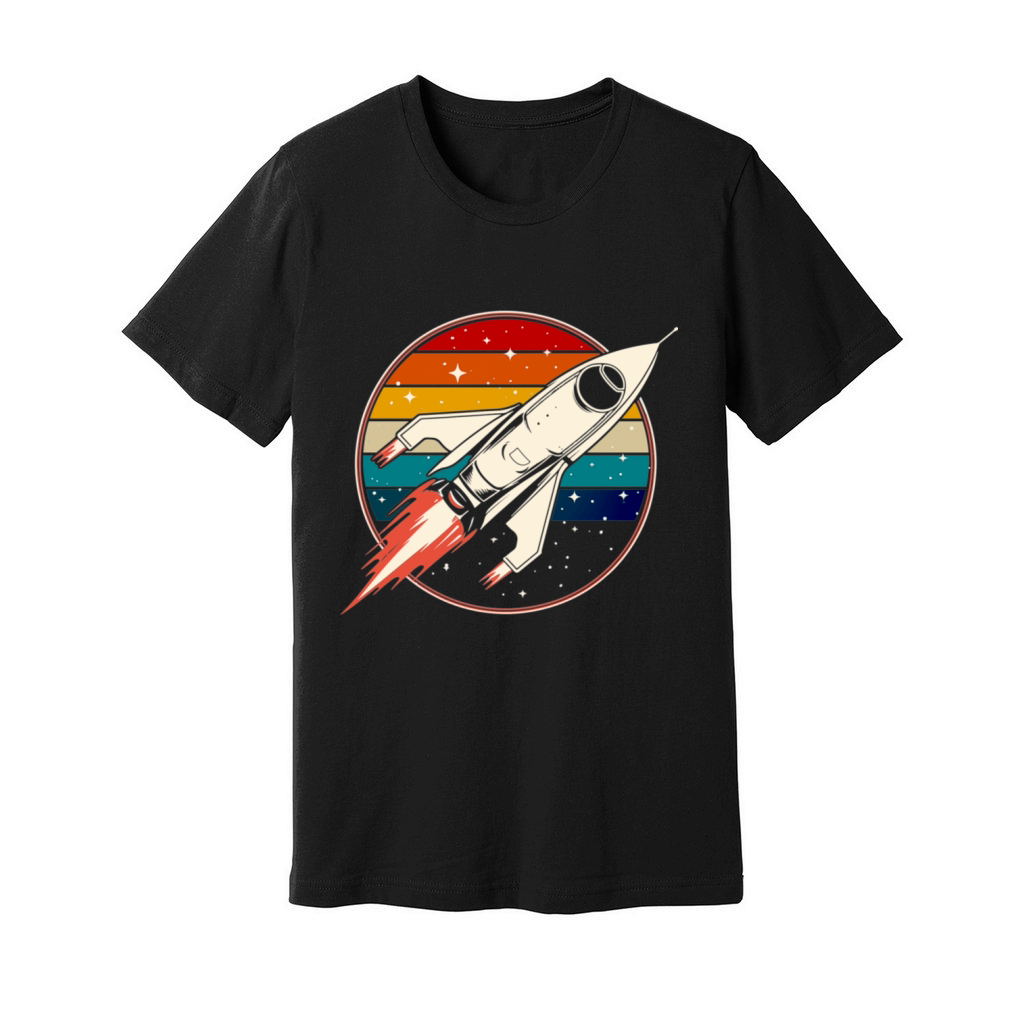 Retro Rocket Space Ship Vintage Unisex Jersey Tee