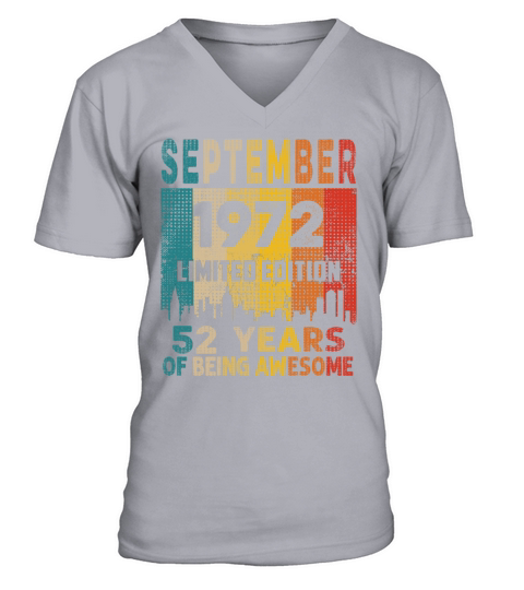 Born in SEPTEMBER 1972 Vintage 52nd Birthday Gift V-Neck T-shirt