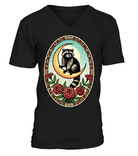 Vintage Raccoon V-Neck T-shirt