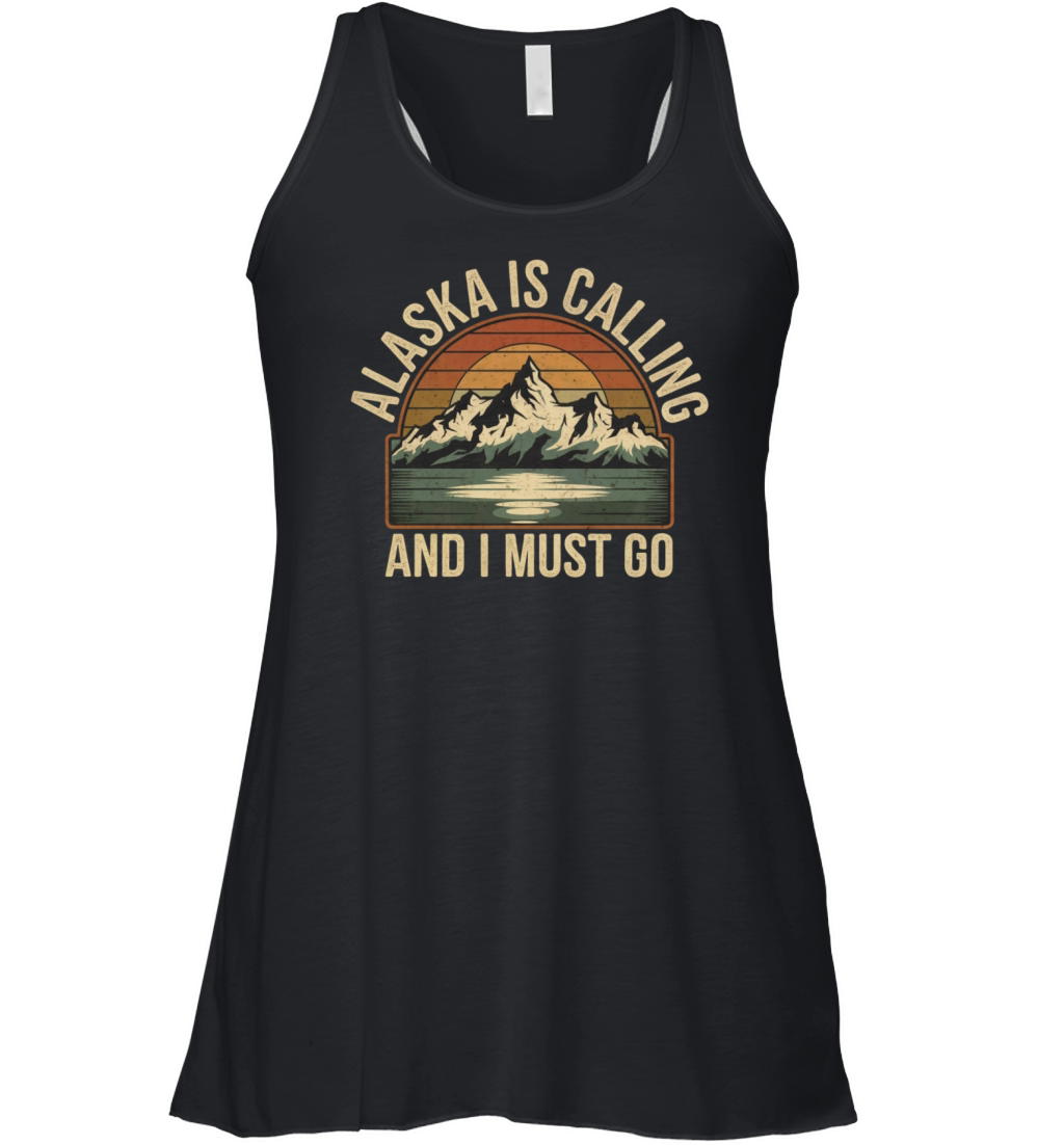 Alaska Is Calling Vintage Mountains Vacation Women's Flowy Tank Top