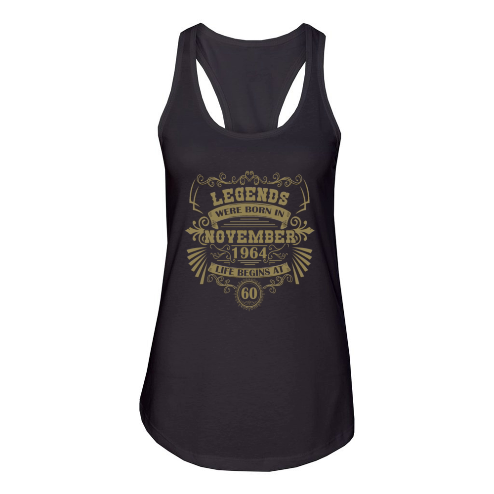 60th birthday legends born 1964 november vintage Women's Racerback Tank