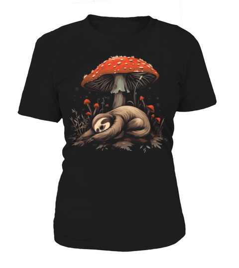 Cottagecore Aesthetic Sleeping Sloth Mushroom Vint Women's T-Shirt