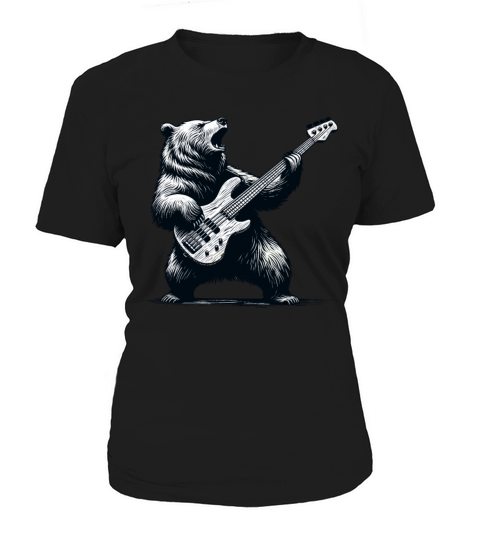 Rocking Bear Bass Guitar Player Concert Festival Women's T-Shirt