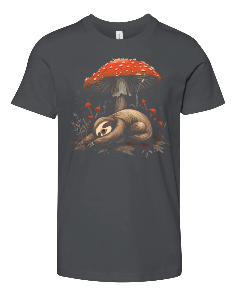 Cottagecore Aesthetic Sleeping Sloth Mushroom Vint Youth Unisex Jersey Tee