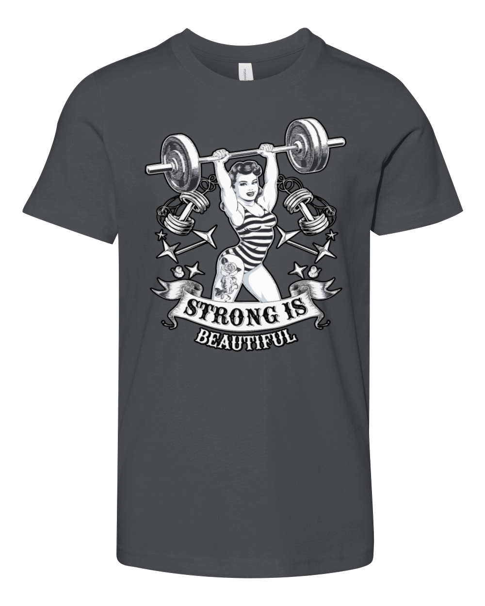 Strong Is Beautiful Pinup Strength Youth Unisex Jersey Tee