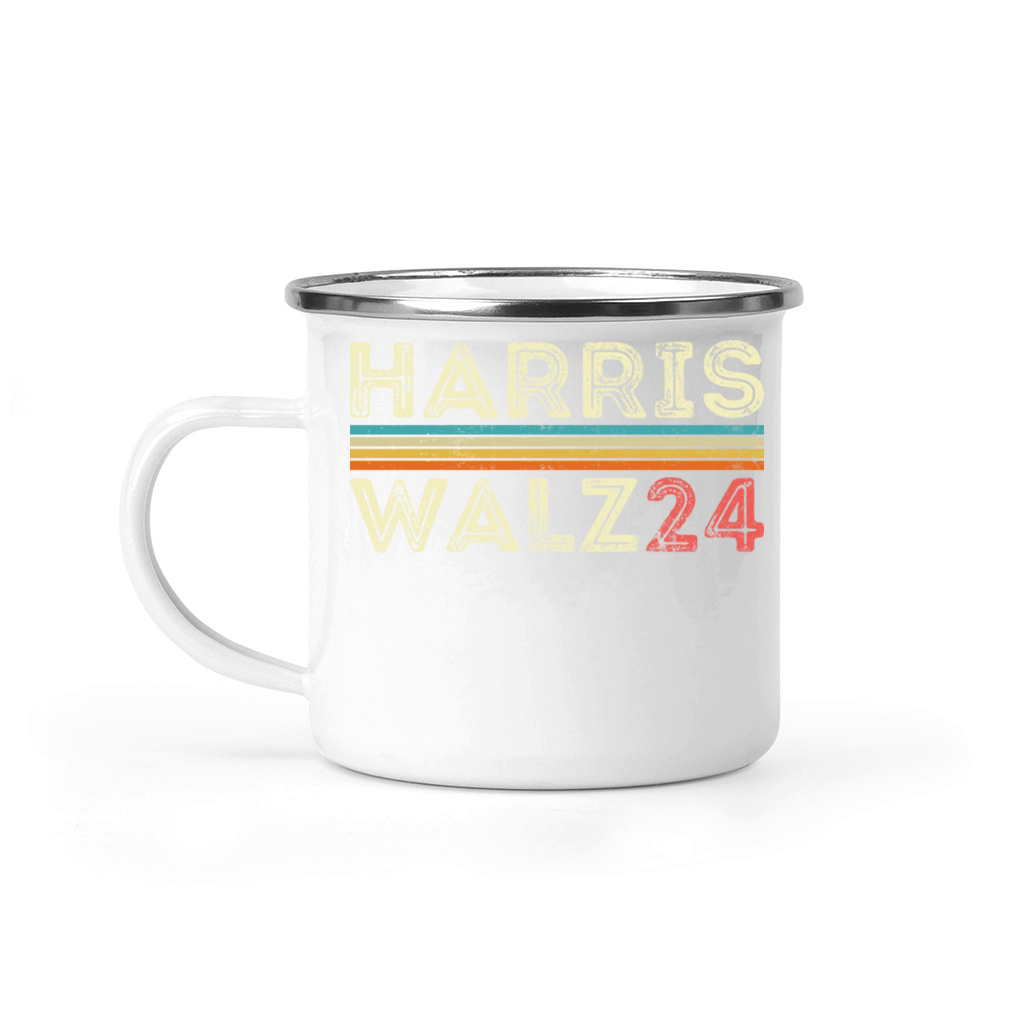 Harris Waltz Walz 24 Vintage Retro Stripes 2024 Camping Mug