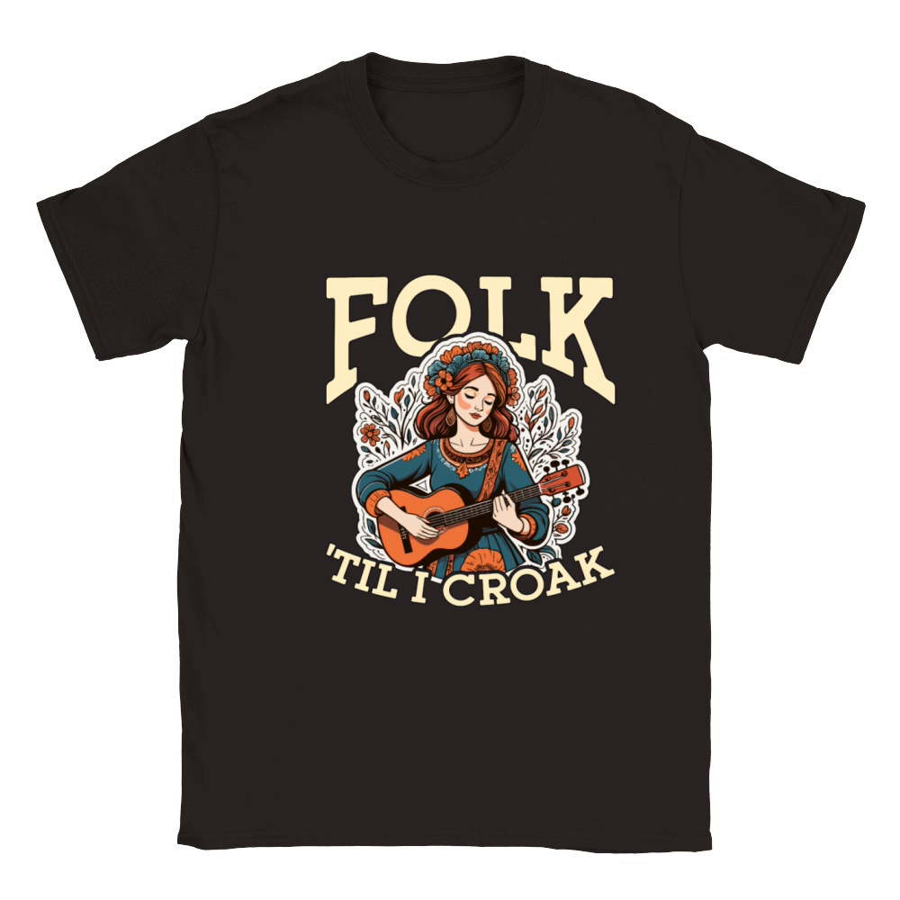 Folk Music Folk Til I Croak Musical Instrument Classic Kids Crewneck T-shirt