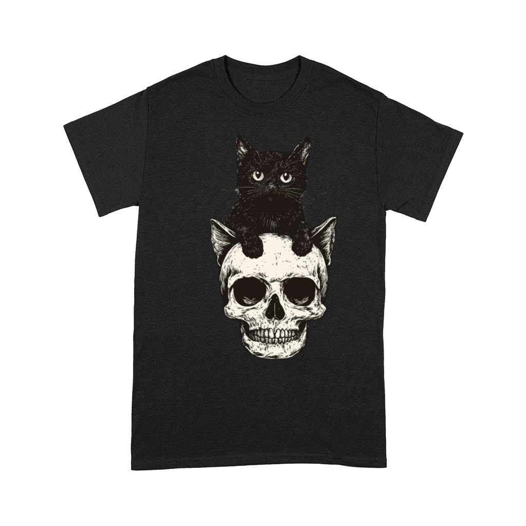Vintage halloween black Cat And Skull head design Comfort T-shirt