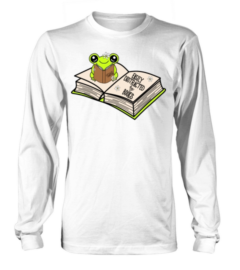 Green Frog Reading "Easily Distracted by Books" Long sleeved Unisex