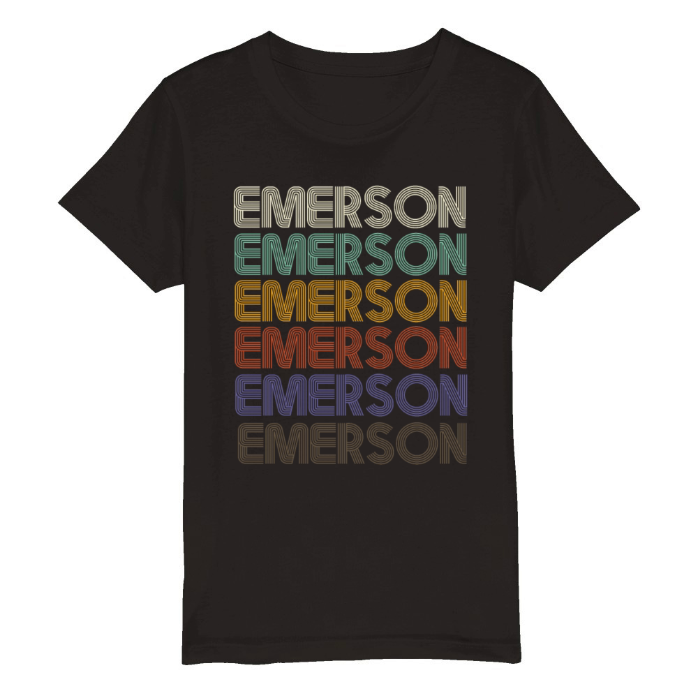 EMERSON First Name Retro Pattern Vintage Stylet Organic Kids Crewneck T-shirt