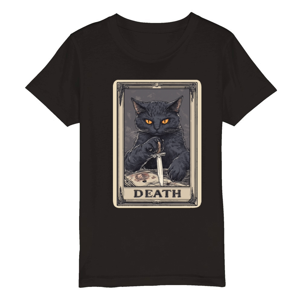 Halloween Vintage Black Cat design Organic Kids Crewneck T-shirt