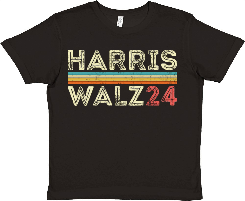 Harris Waltz Walz 24 Vintage Retro Stripes 2024 Premium Kids Crewneck T-shirt