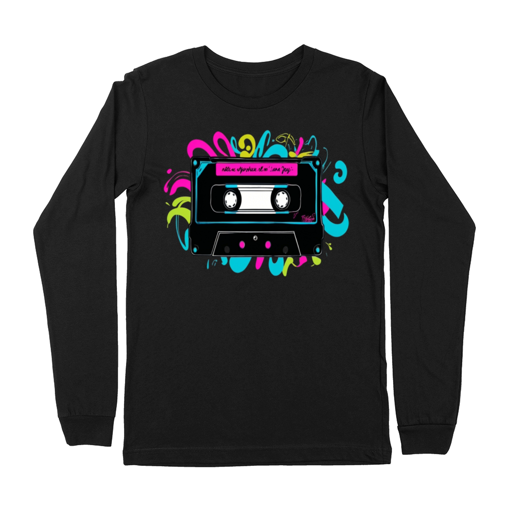 Retro Neon Cassette Tape with Vibrant Splash Premium Long Sleeve