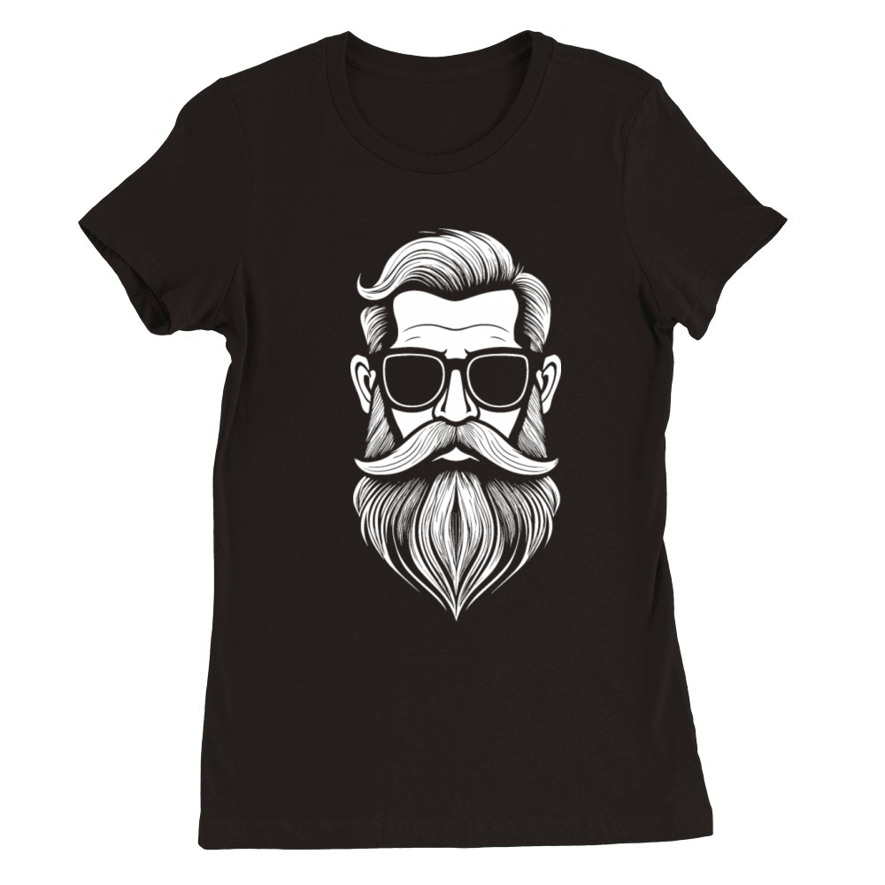 a Bearded and mustachioed mans face Premium Womens Crewneck T-shirt