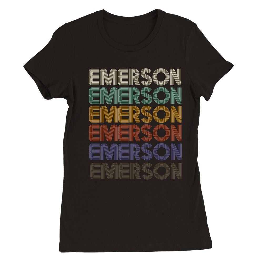 EMERSON First Name Retro Pattern Vintage Stylet Premium Womens Crewneck T-shirt