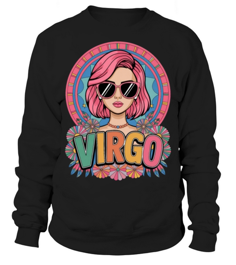 Stylish Retro Virgo Woman Zodiac Sign Colorful Sweatshirt Unisex