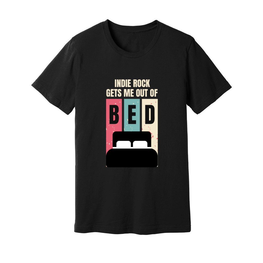Indie Rock Gets Me Out of Bed Retro Vintage Music Unisex Jersey Tee