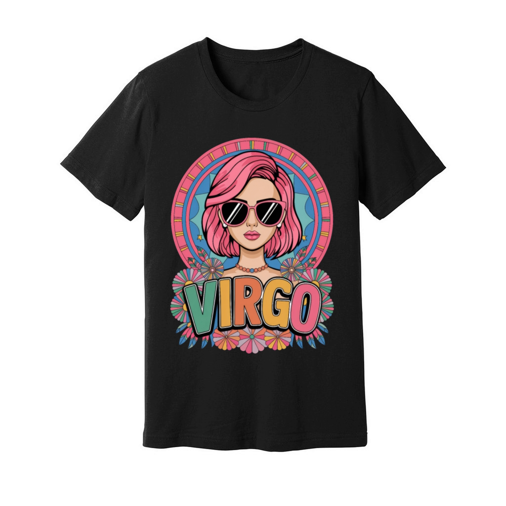 Stylish Retro Virgo Woman Zodiac Sign Colorful Unisex Jersey Tee