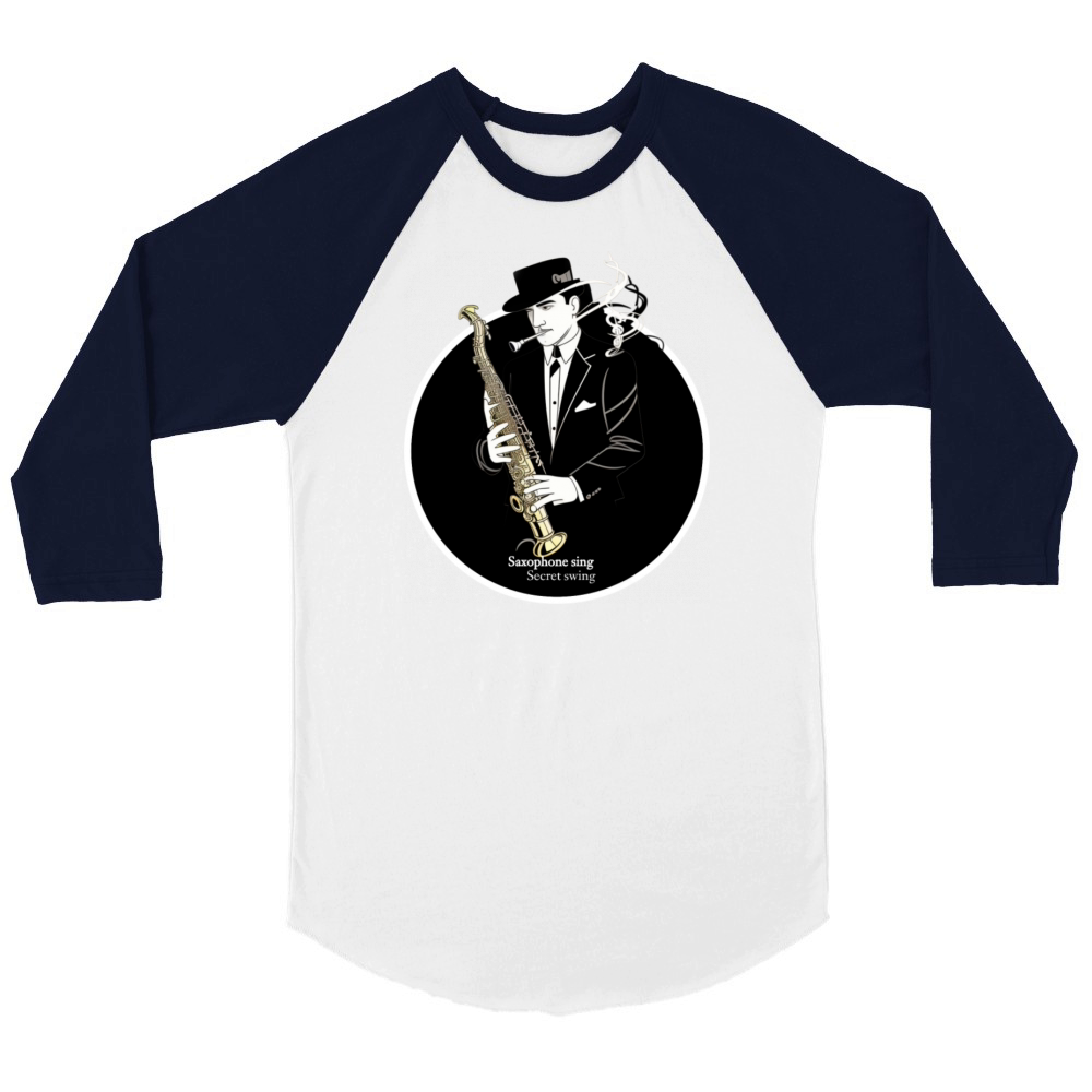 Saxophone Sing Secret Swing Unisex ¾ sleeve Raglan T-shirt
