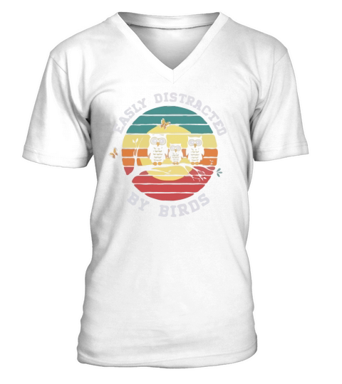 Easily Distracted by Birds Owl Sunset T Shirt V-Neck T-shirt