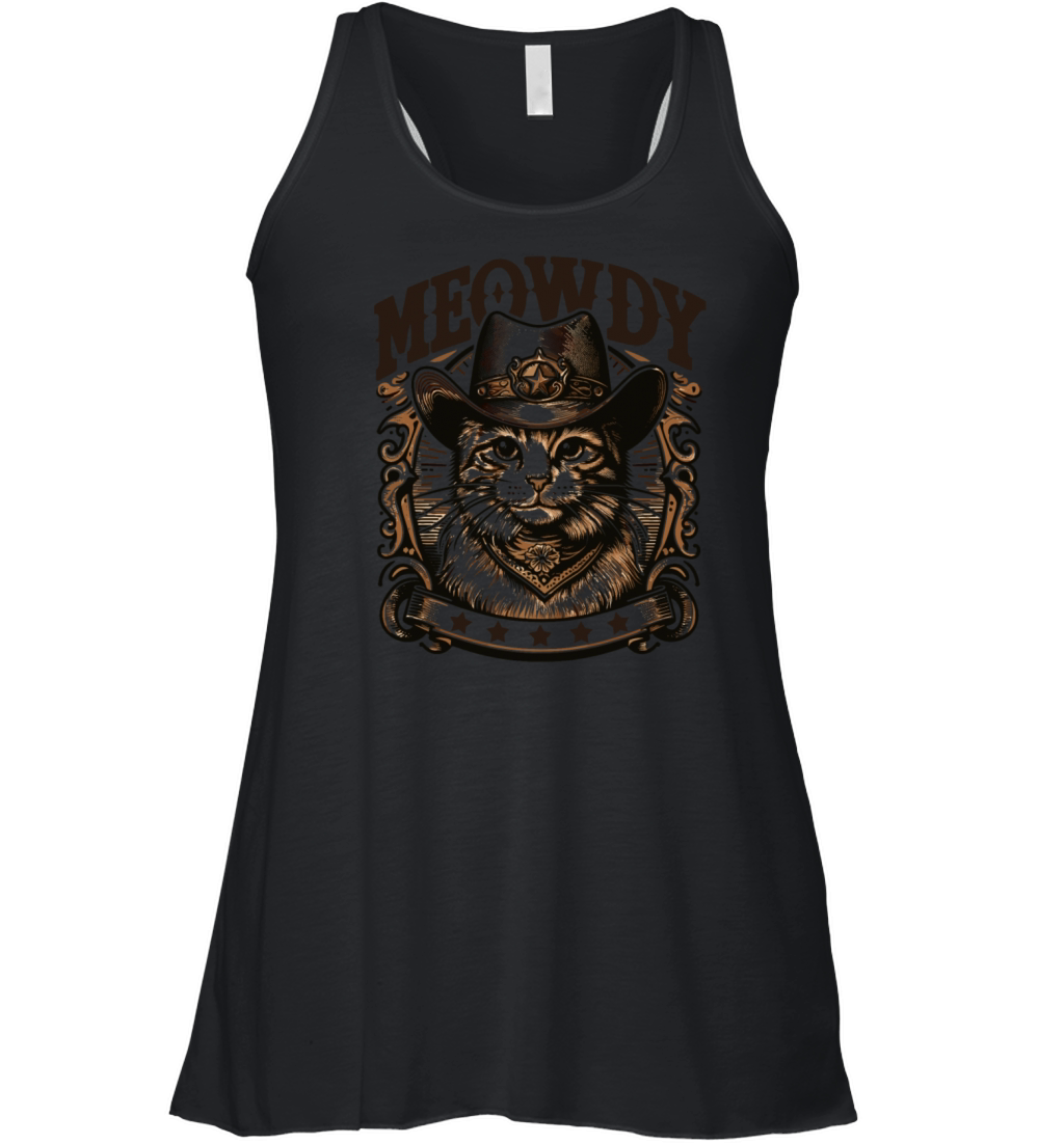 Funny Cat Cowboy Meowdy Western Cat Pun Women's Flowy Tank Top